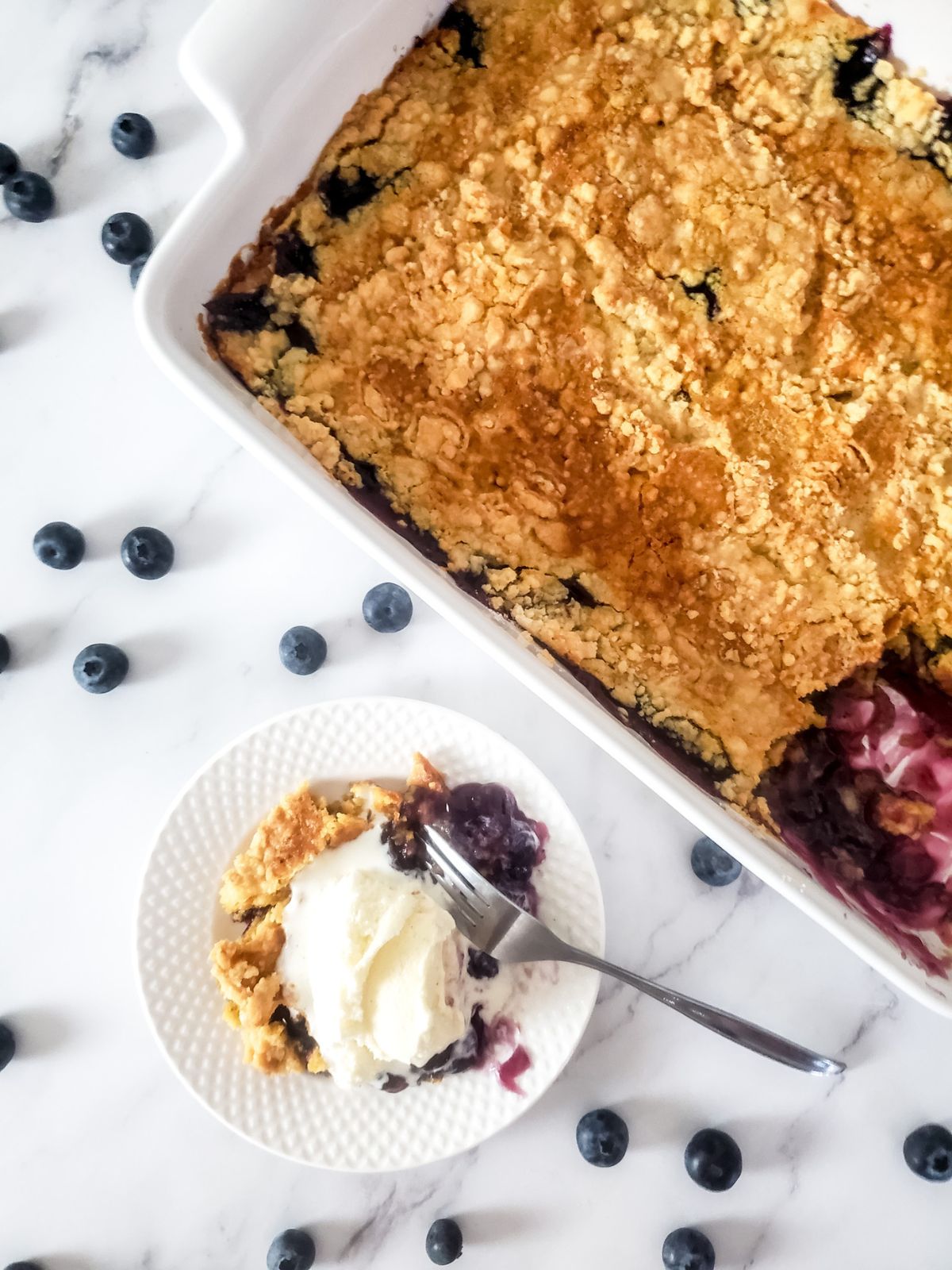 blueberry crunch with cake mix.