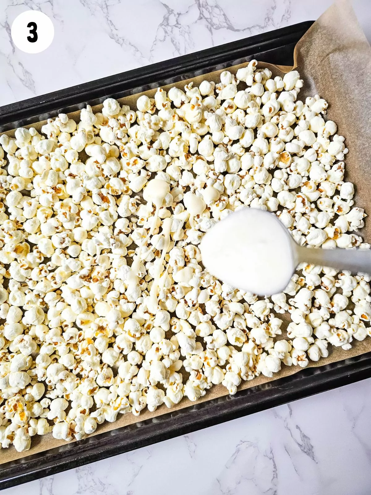 add melted marshmallows and butter to plain popcorn.
