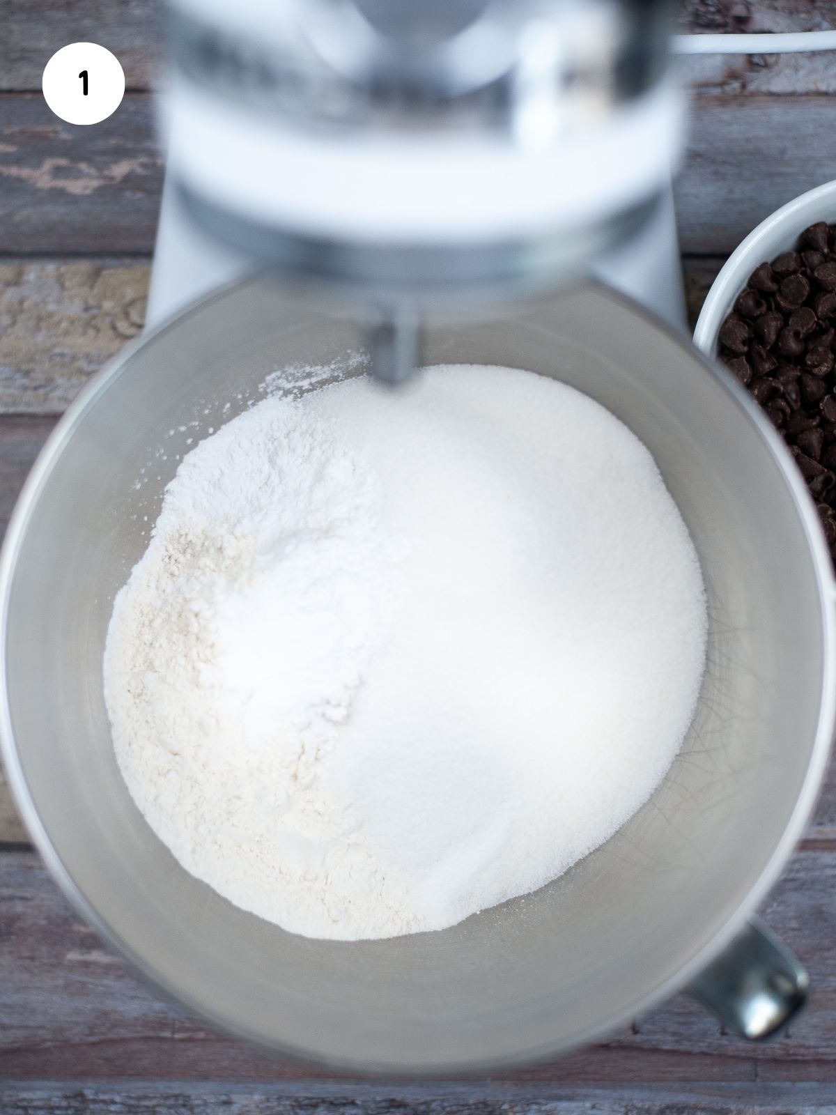 muffin mix ingredients in a mixing bowl