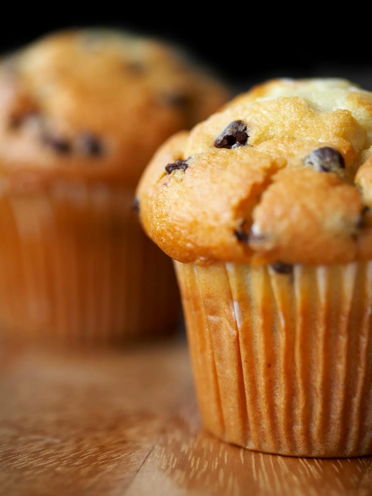 Baked chocolate chip muffins