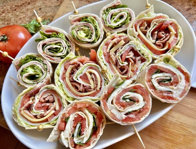 Pinwheel Sandwiches in a plate