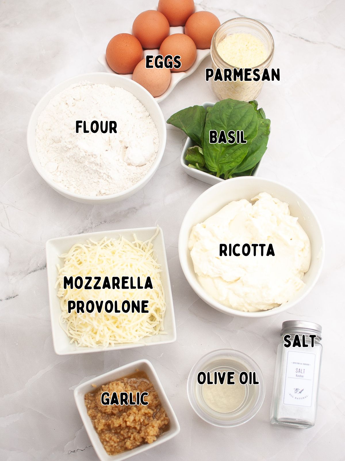 Ingredients for homemade ravioli.