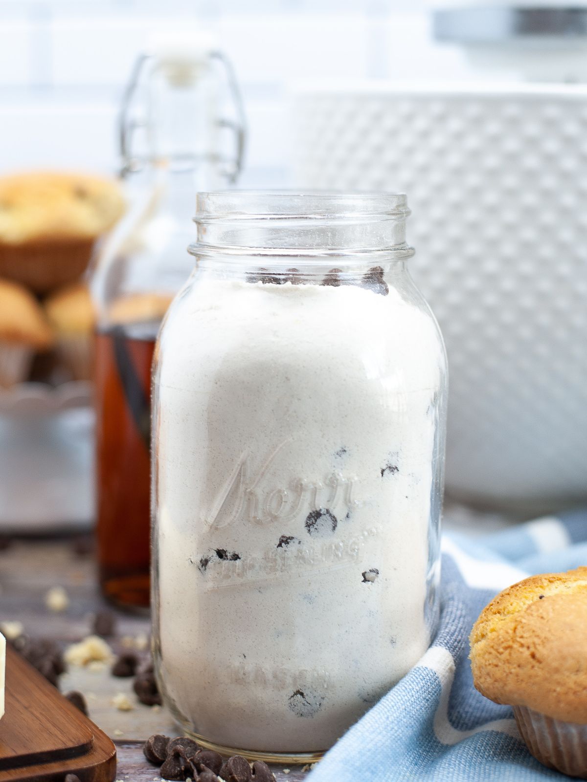 Jar of chocolate chip muffin mix