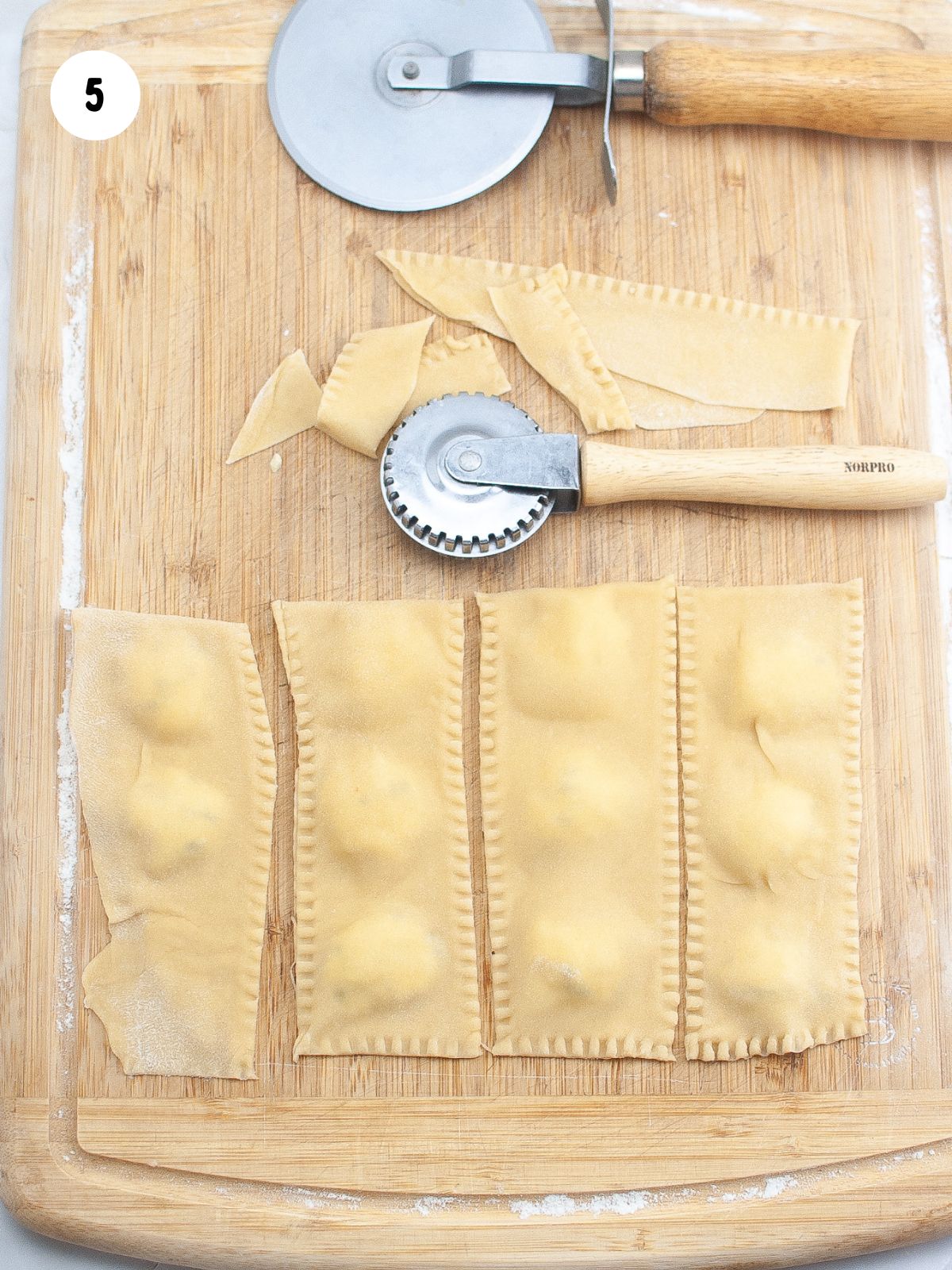 5 - Use a crimping tool to cut out ravioli