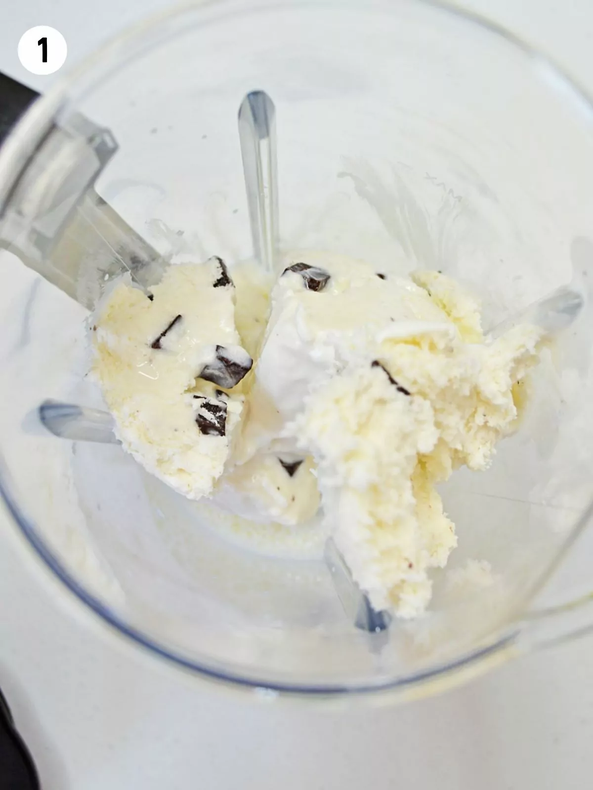 add ice cream with chocolate chips to blender.
