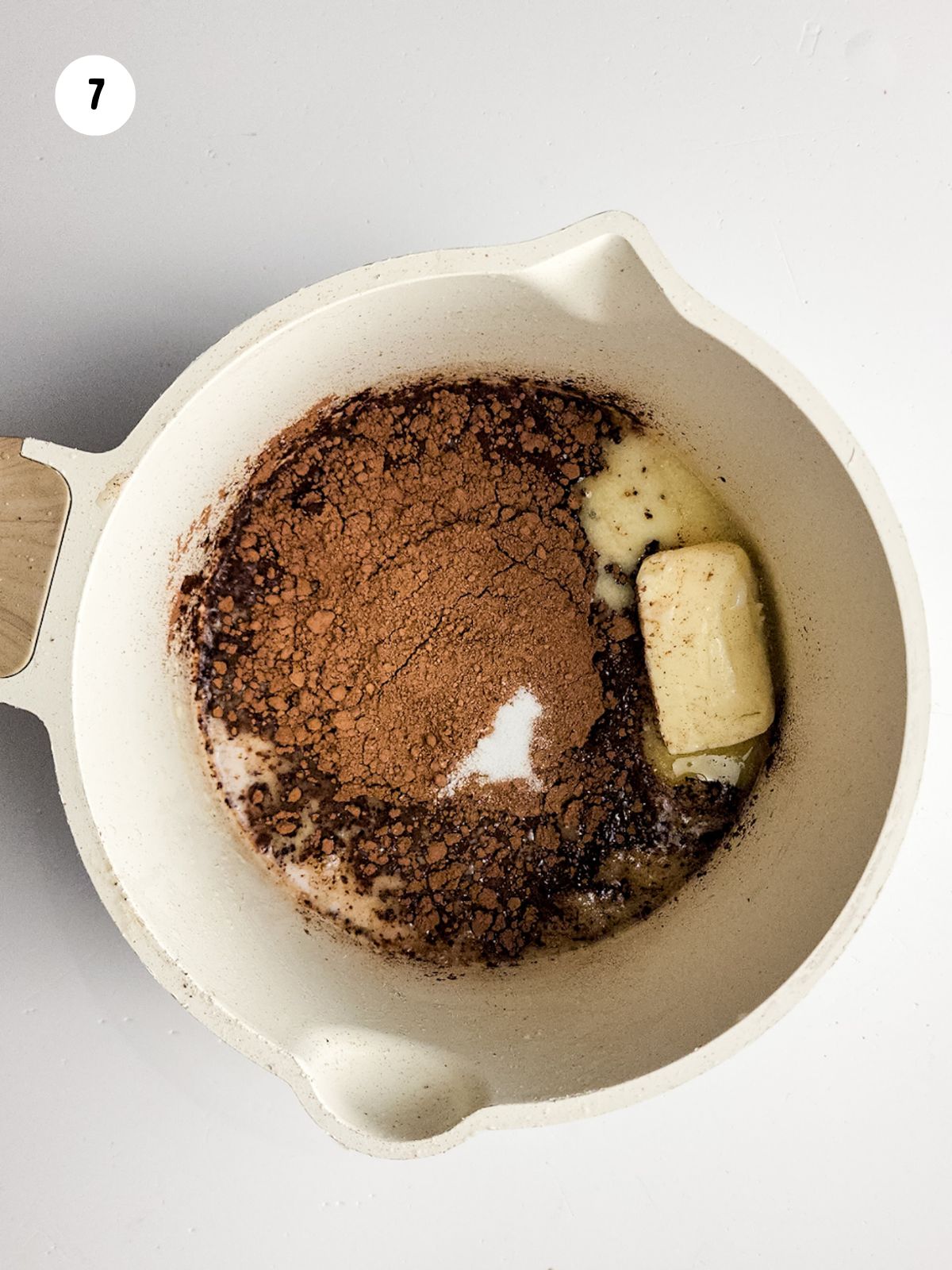 brownie mix in bowl with butter.
