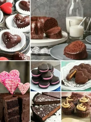 collection of chocolate desserts.