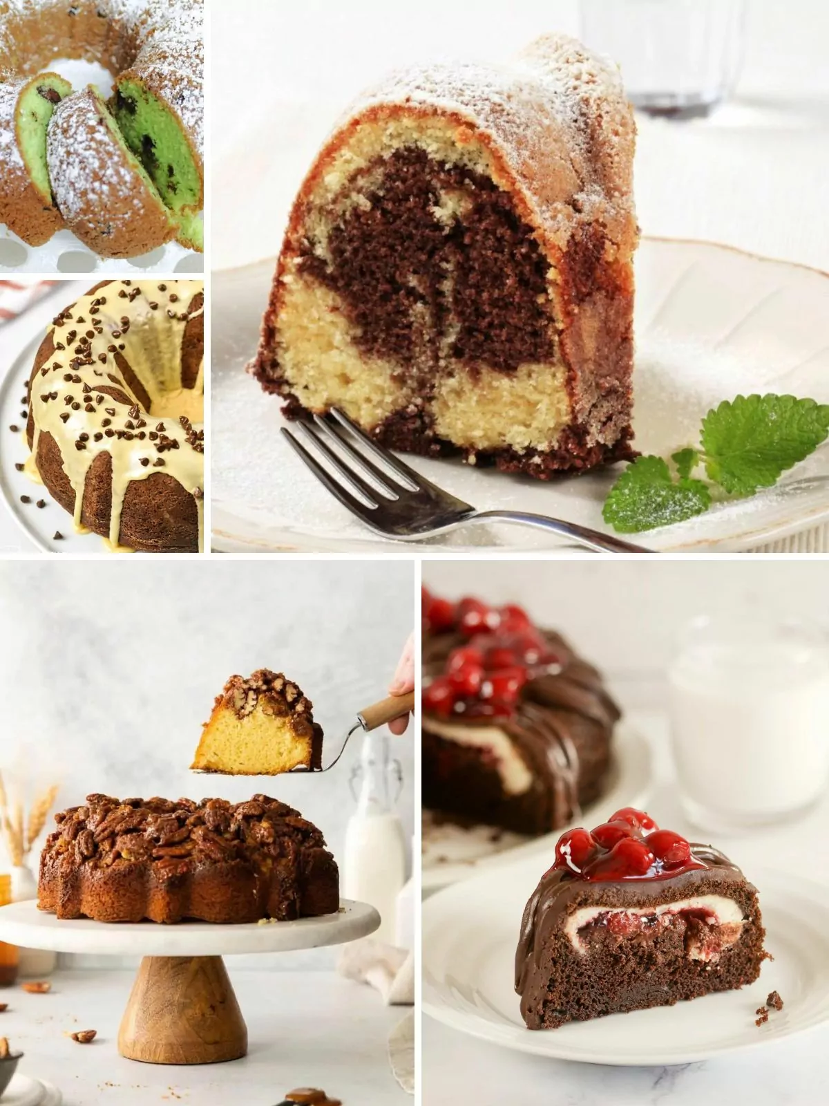 Collage of Bundt Cake Recipes with Cake Mix