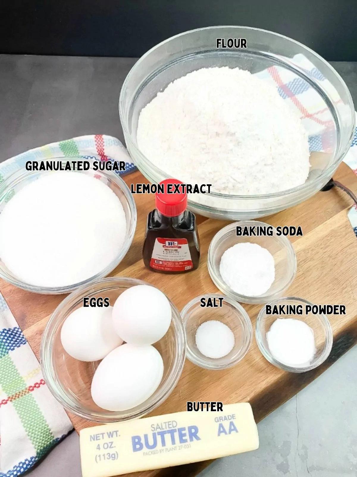 Ingredients for powdered sugar glaze.