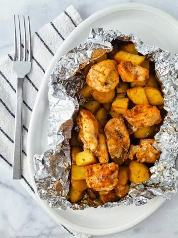 FEATURED Air Fryer Chicken and Potatoes in foil