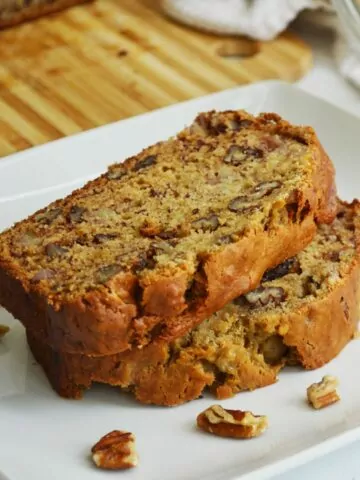 featured photo for banana nut bread with maple syrup.