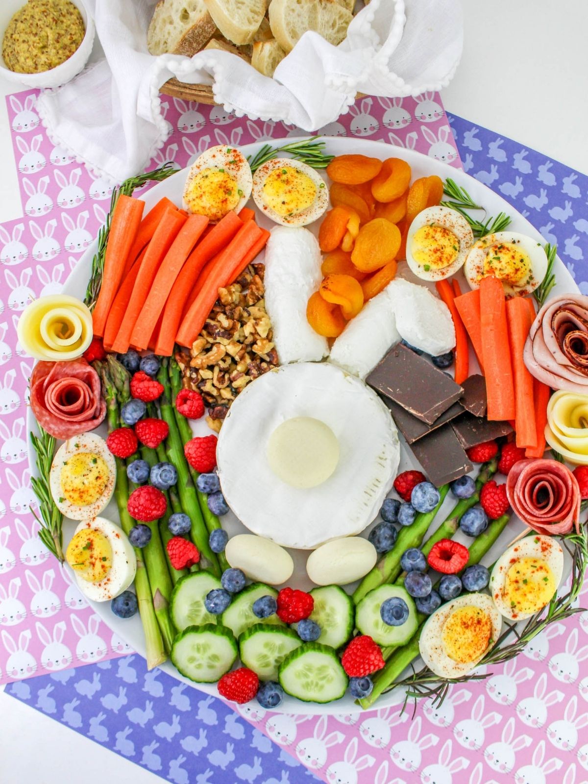bunny cheese and veggie appetizer board.