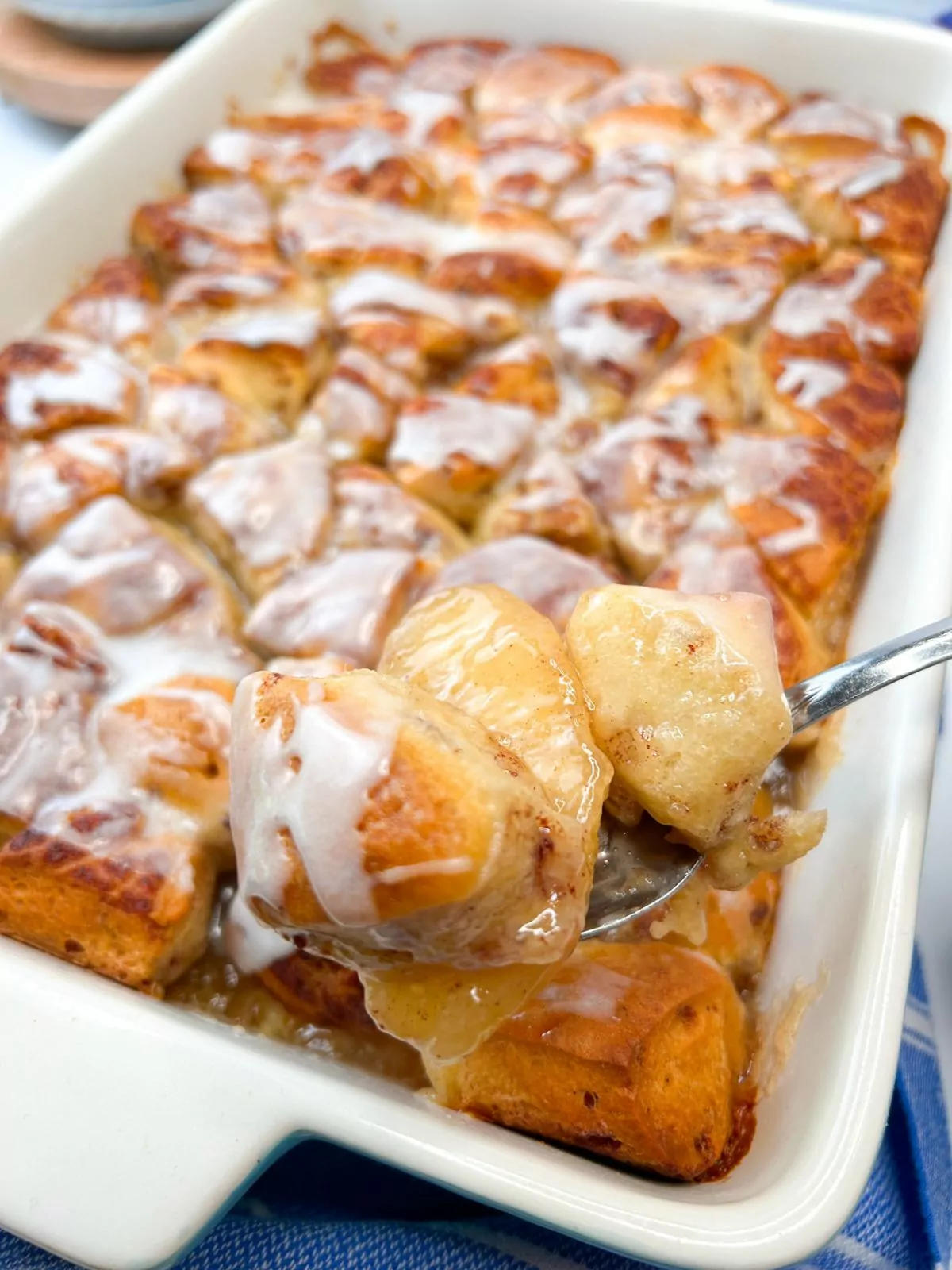 spoonful of apple pie filling and canned cinnamon rolls.