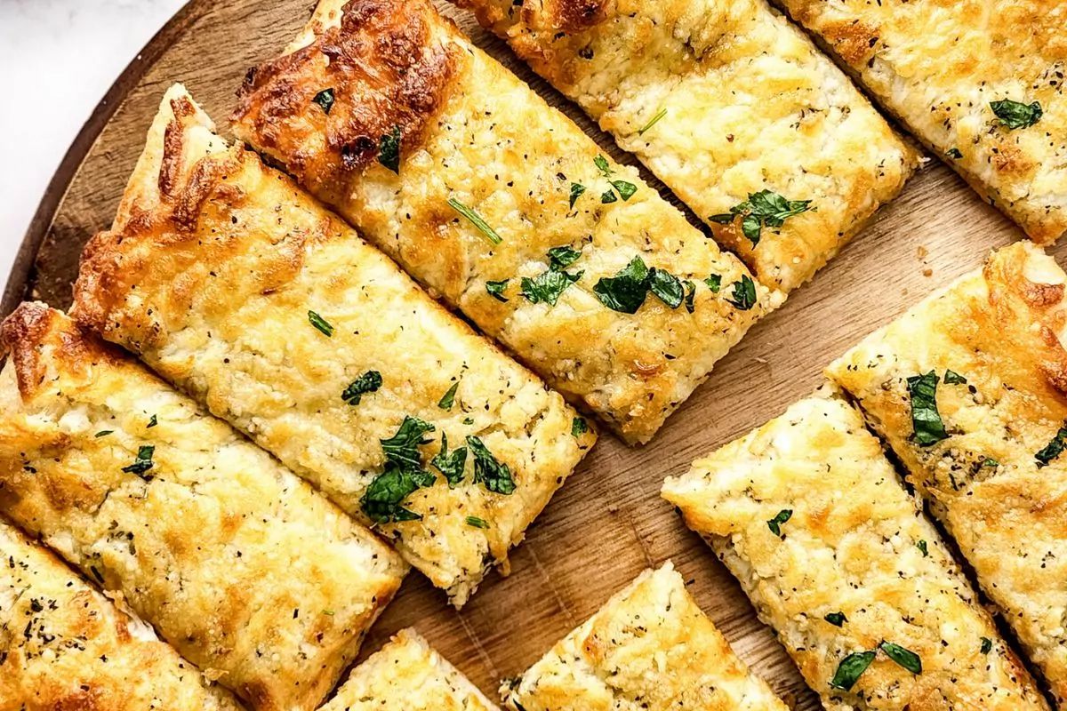 Melty cheese sticks made with Pillsbury pizza dough.