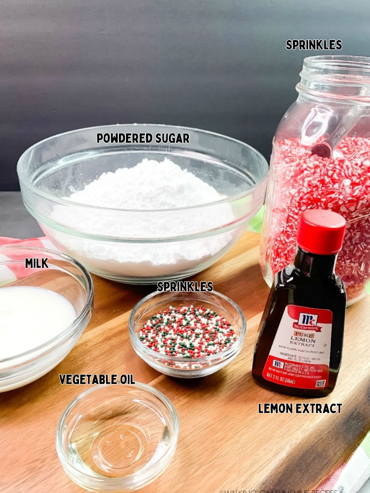 Ingredients for Italian Christmas cookies.