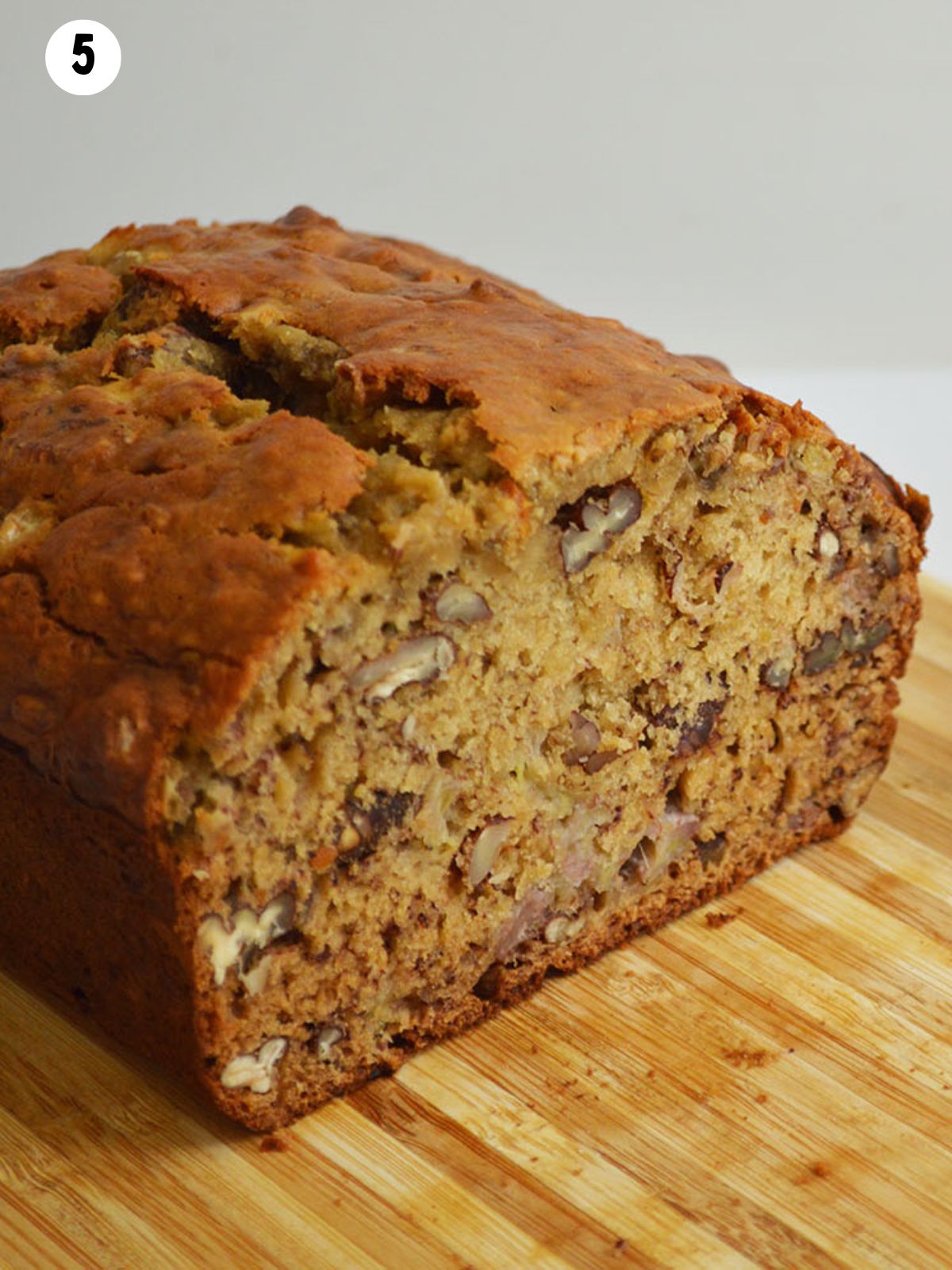 quick bread on cutting board.