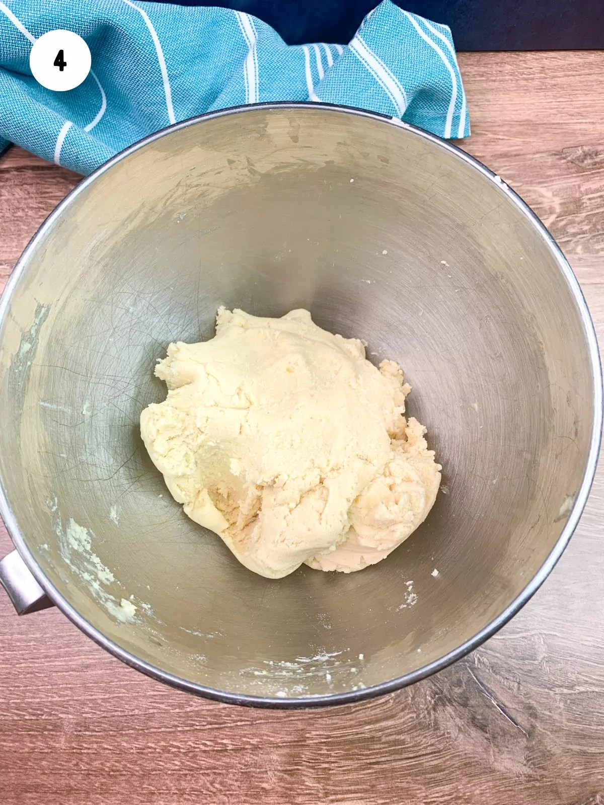 cookie dough in mixing bowl.