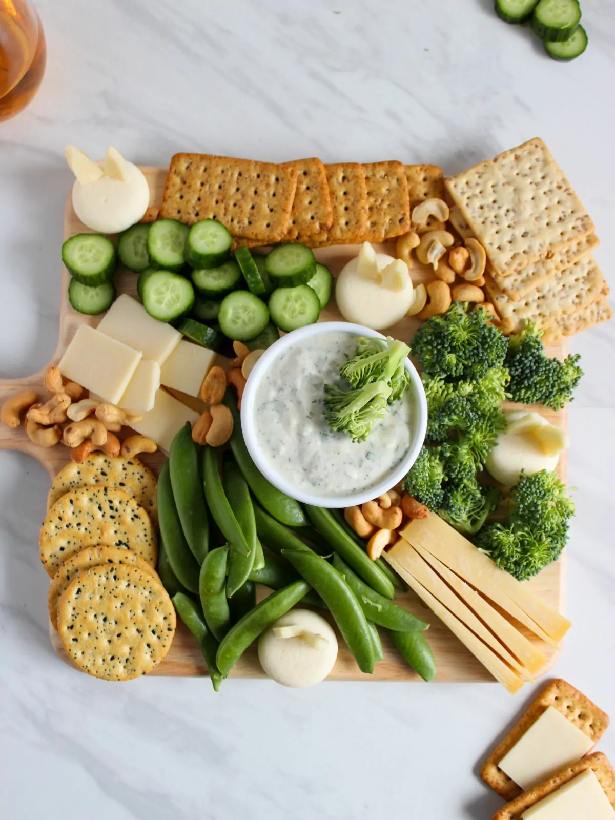 overhead view of Easter Charcuterie Board.