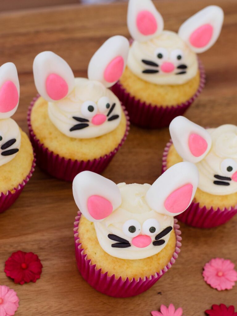 fondant bunny cupcakes.