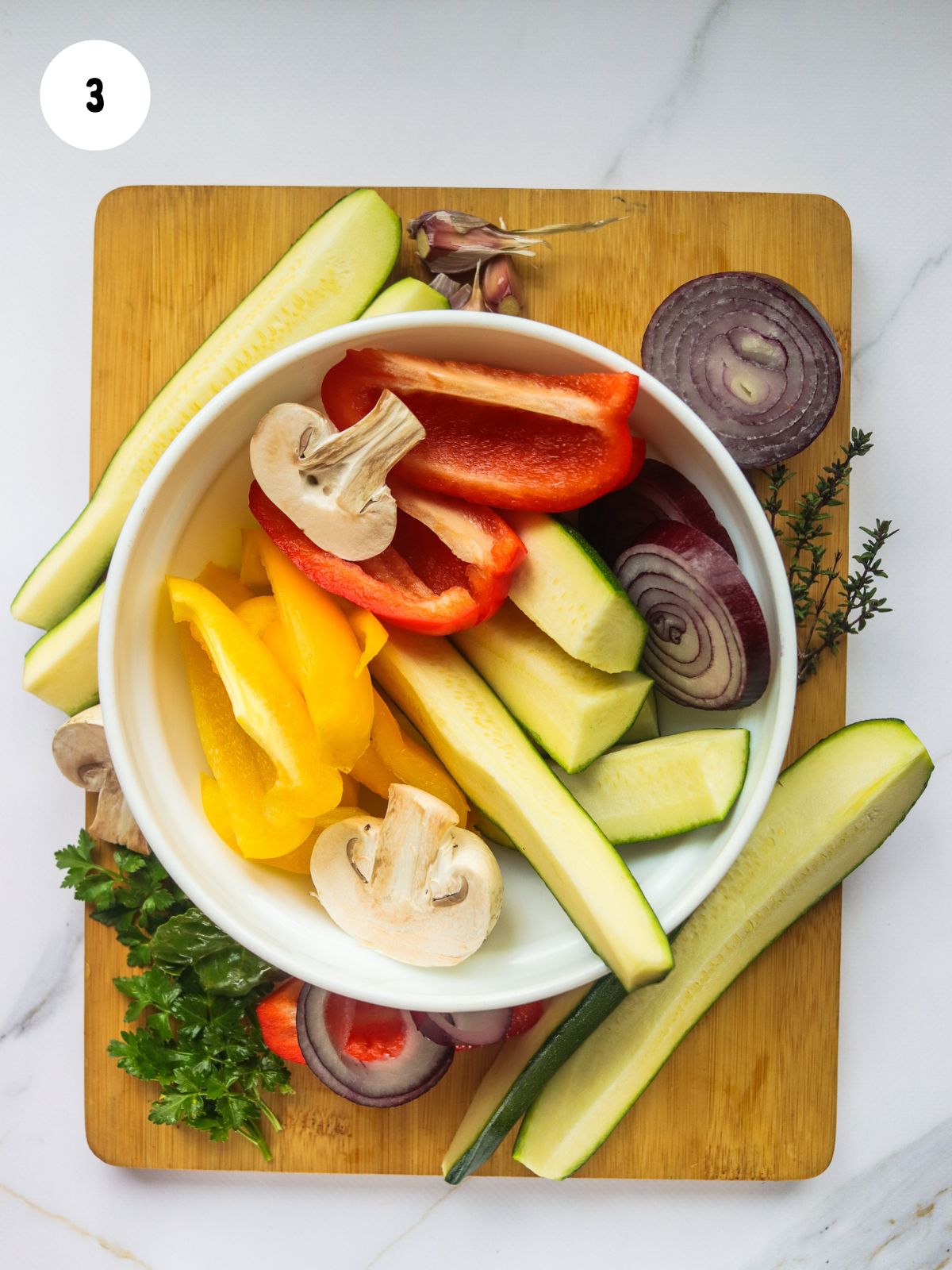 raw veggies in bowl.