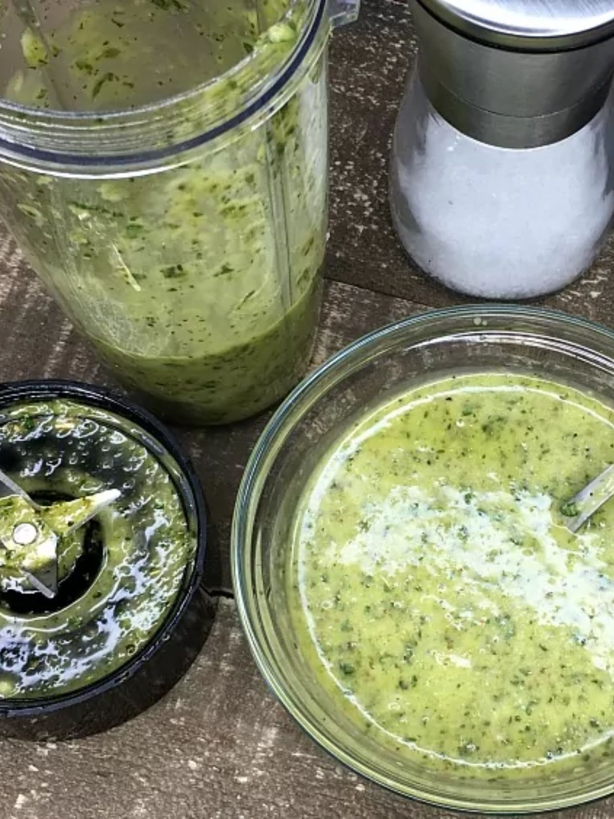 homemade chimichurri sauce in blender.