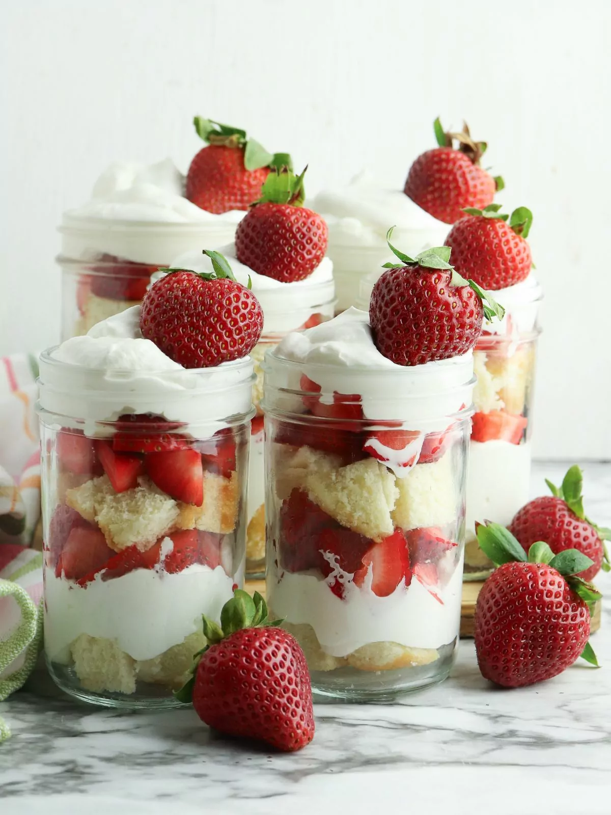 strawberry shortcake in jars.