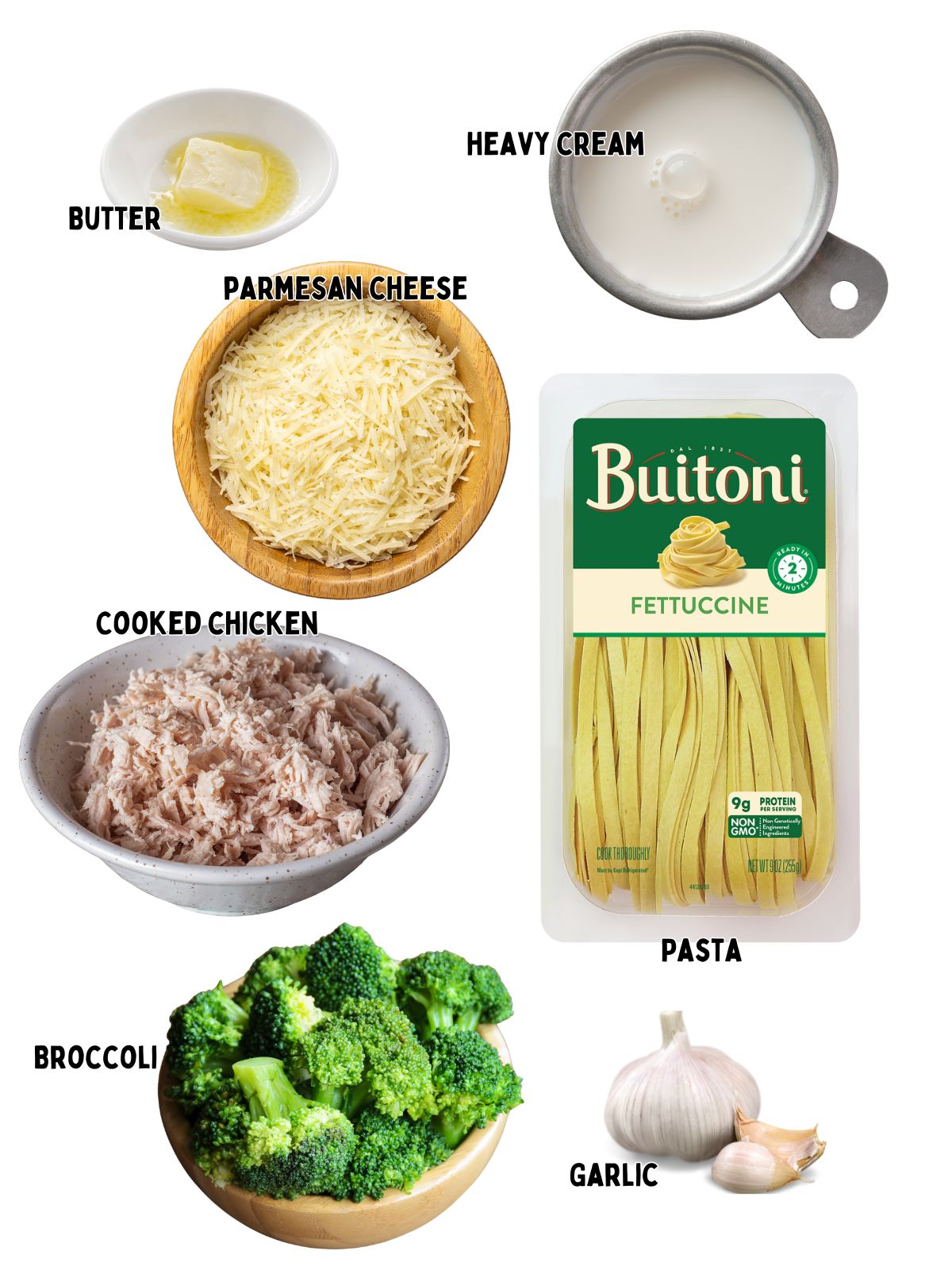 Ingredients for chicken fettucine.