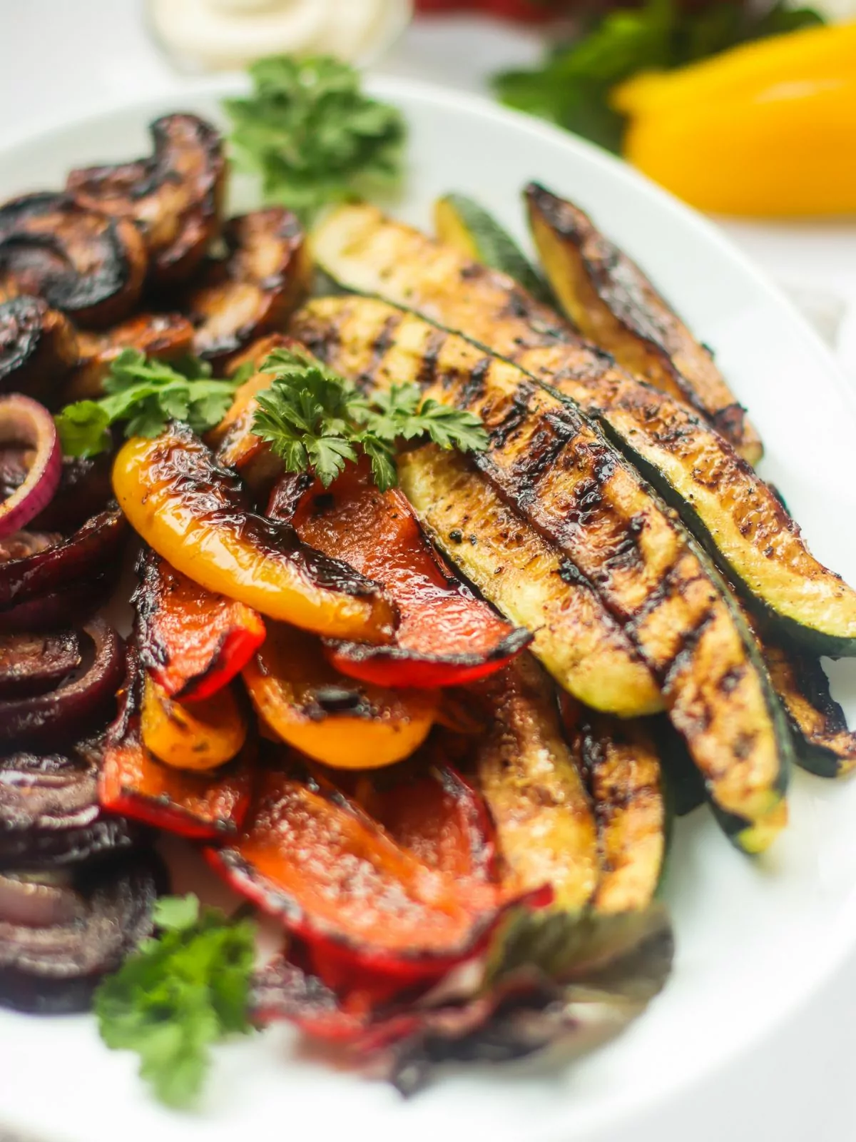 close up of vegetables grilled.