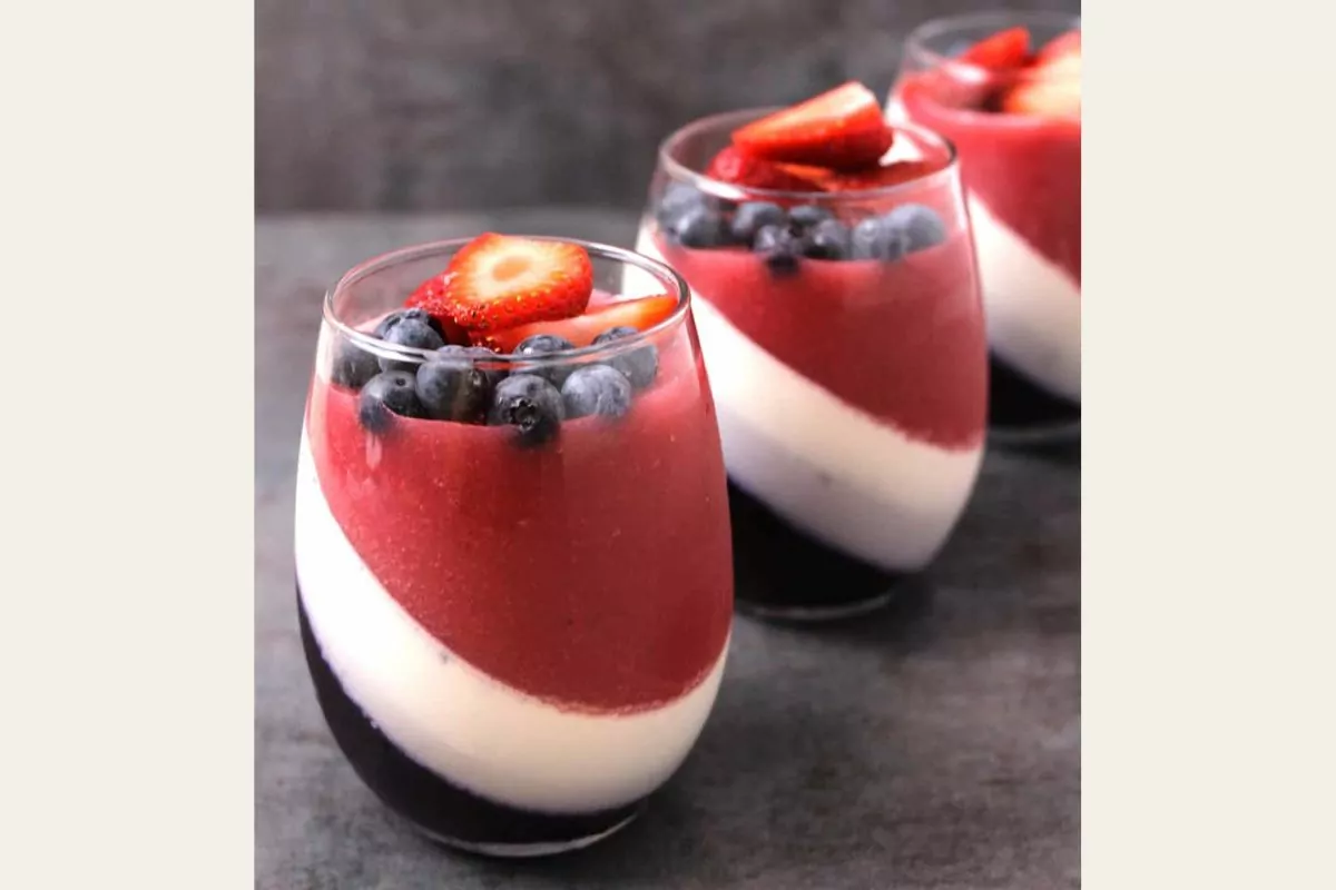Strawberry and Blueberry Panna Cotta
