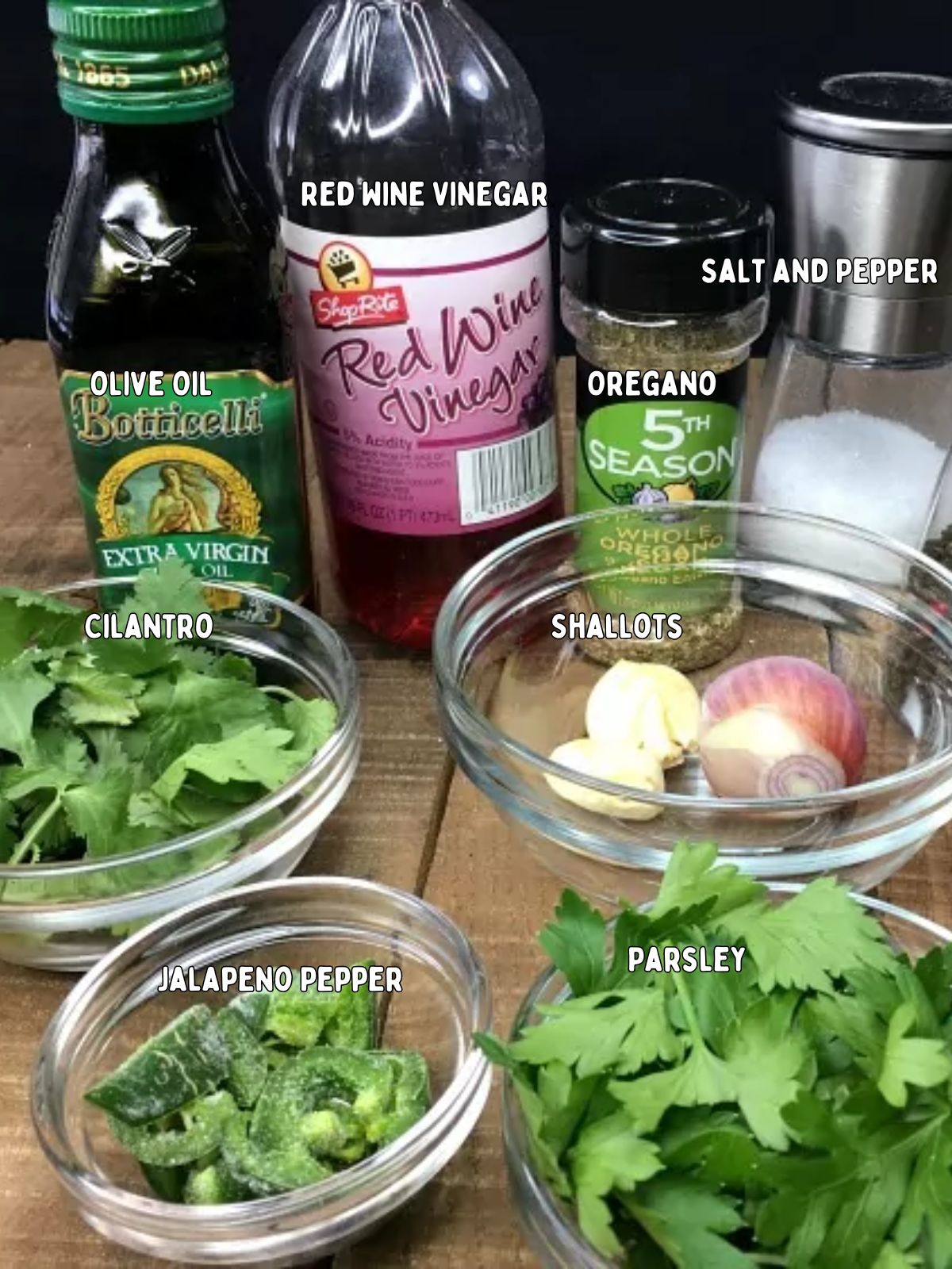 Ingredients for homemade chimichurri sauce.