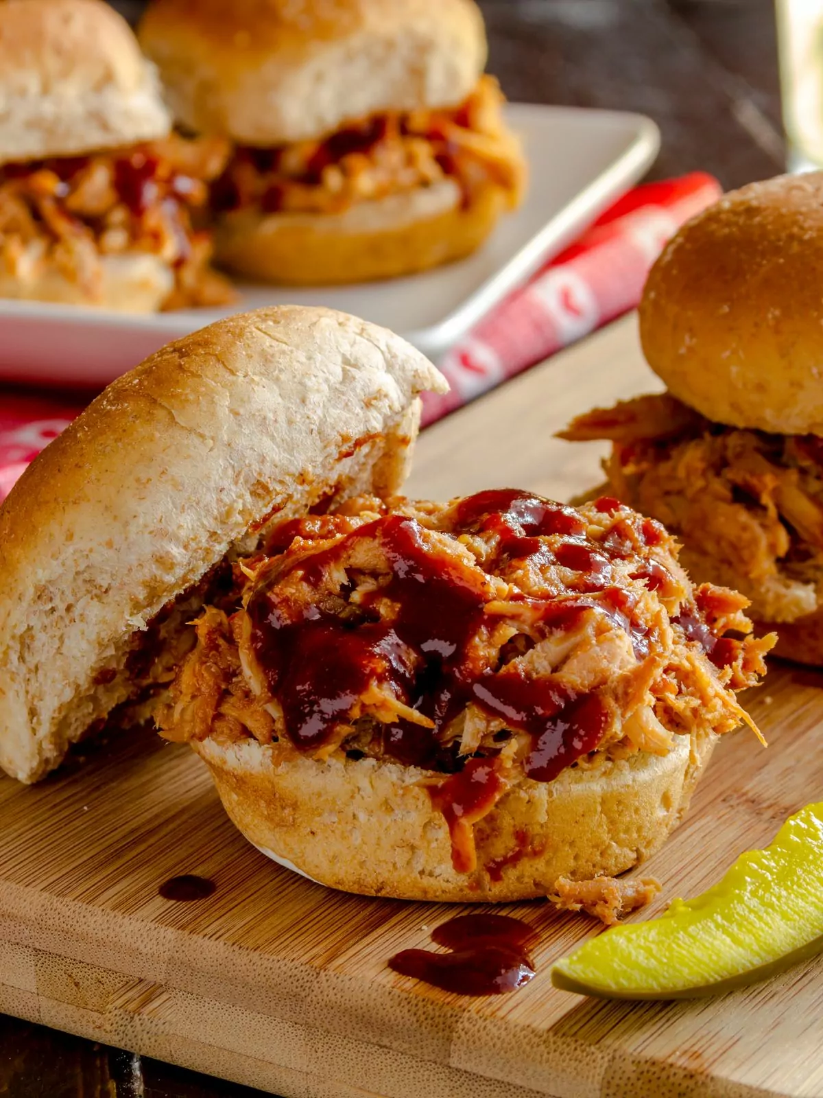 chicken sandwiches with barbecue sauce.