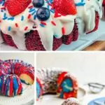 Collage photo of 4 cakes to celebrate July 4th.