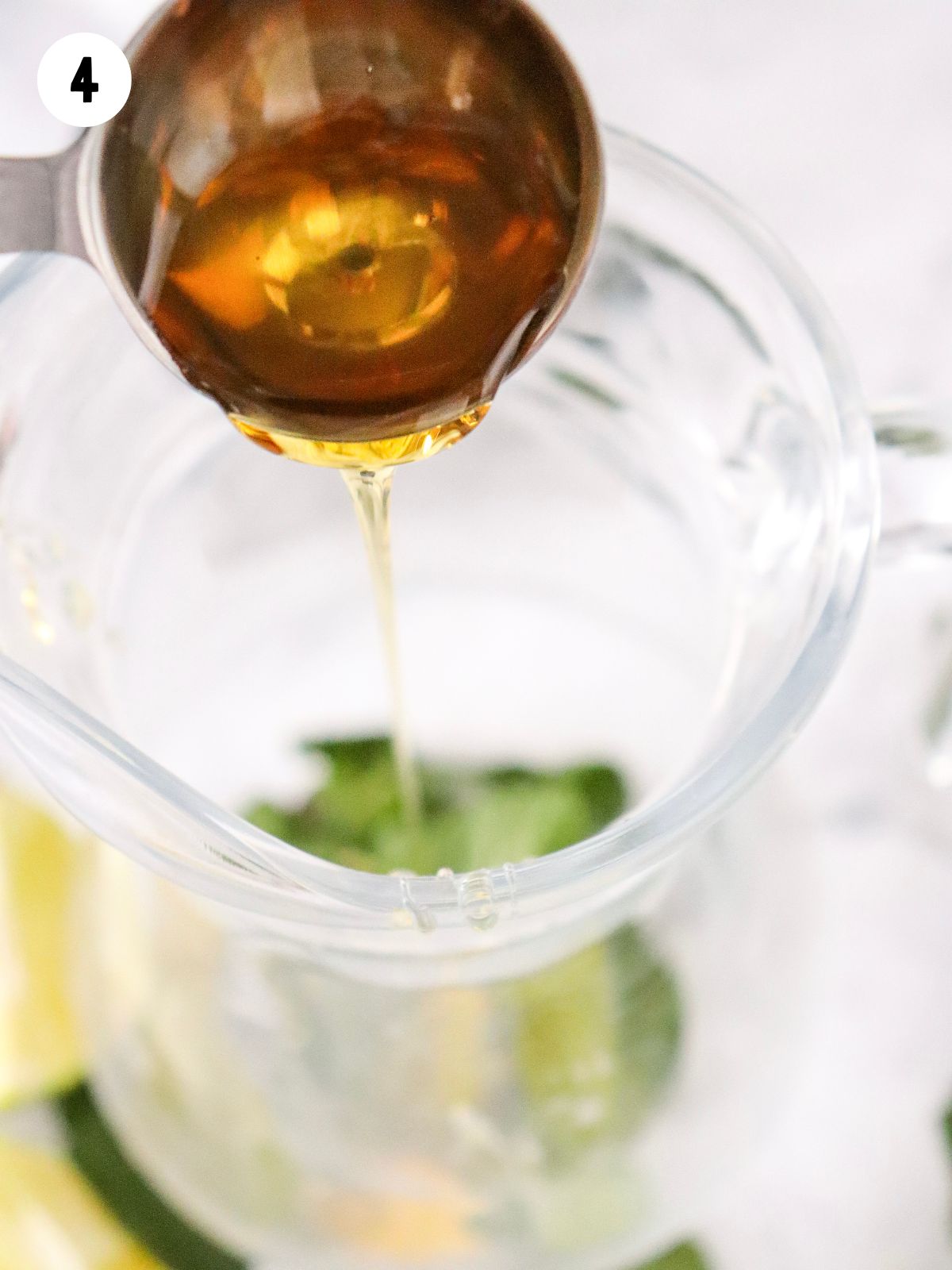 add sweetener to pitcher.