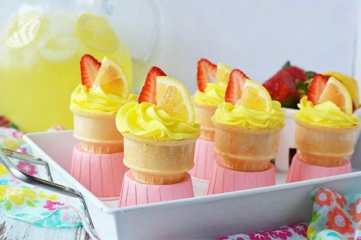 Strawberry Lemonade Cupcakes in a Cone