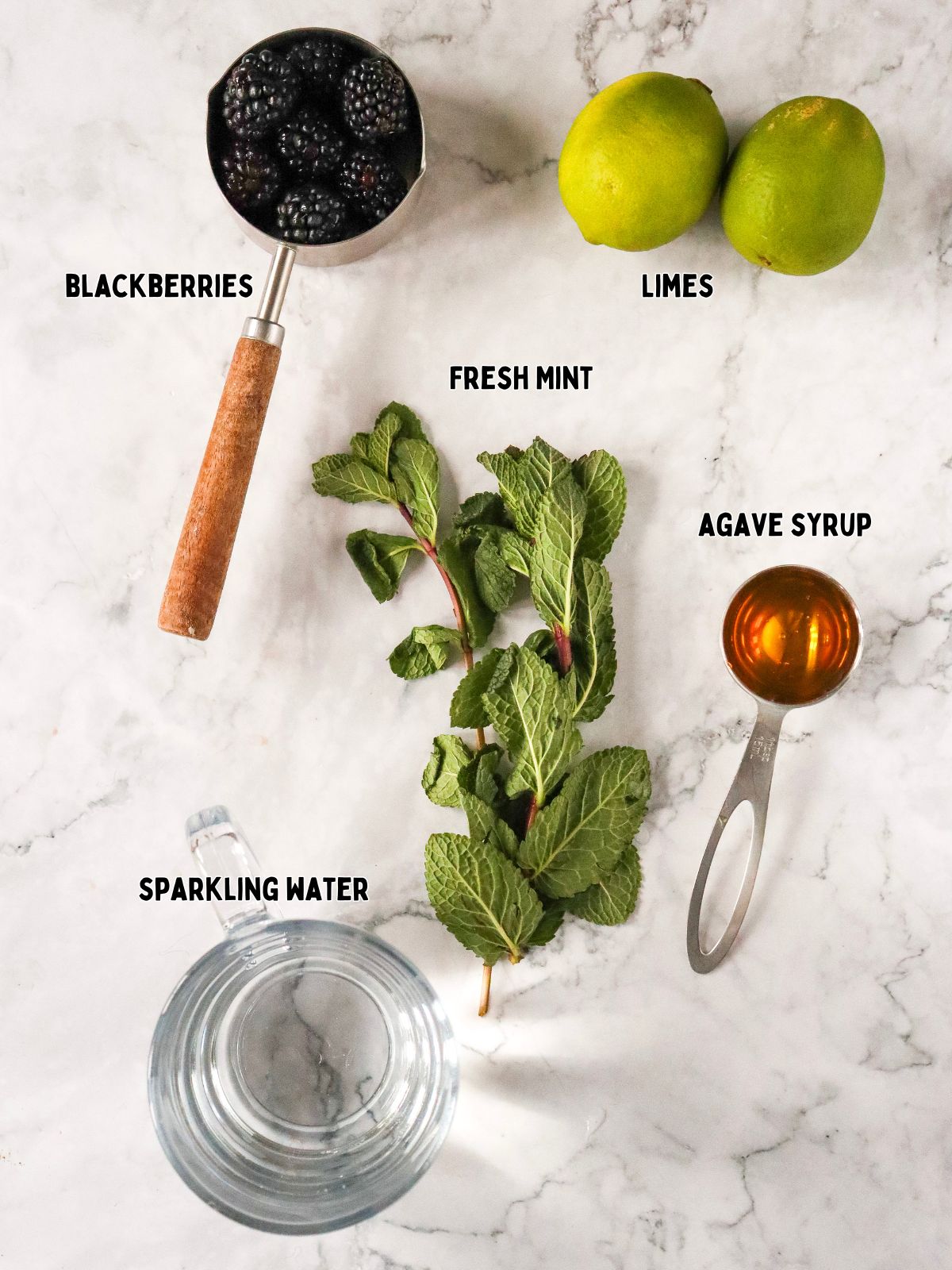 Ingredients for mocktail.