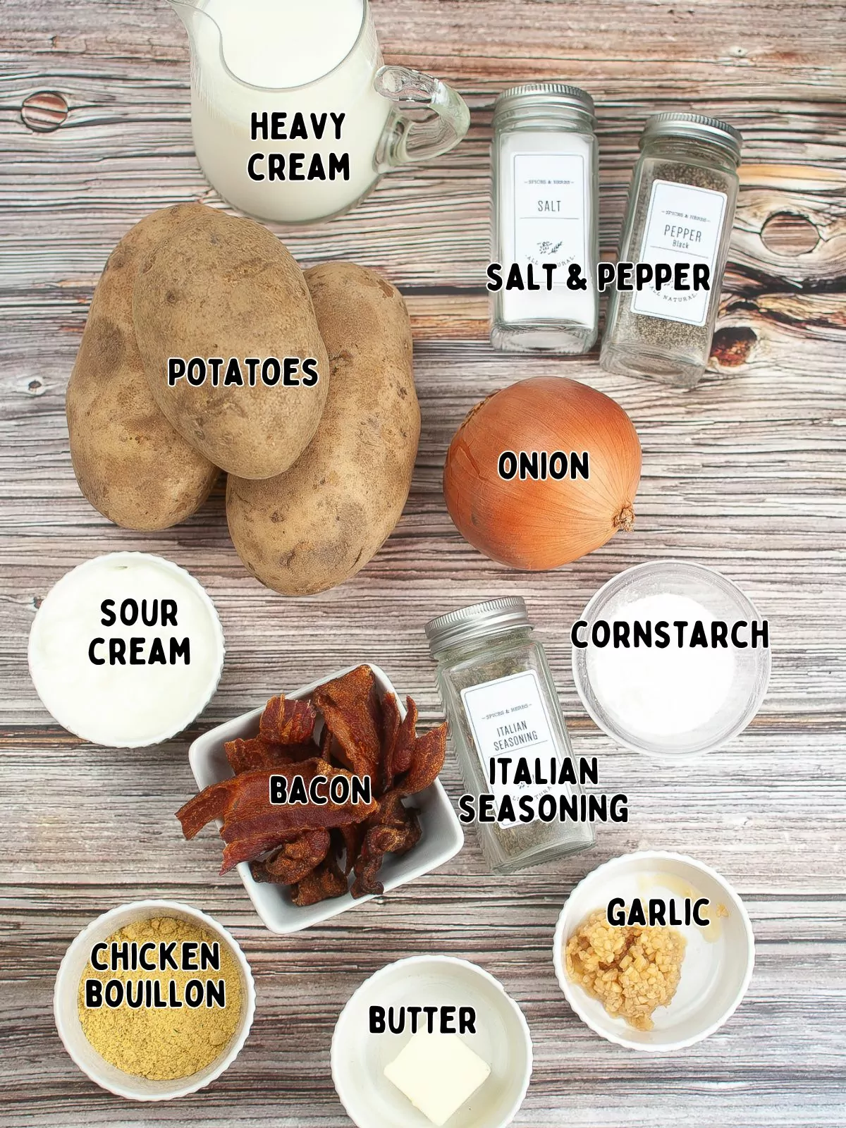 Ingredients to make potato soup