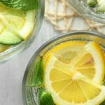 Lemon lime mocktail with lemon slices and fresh mint.