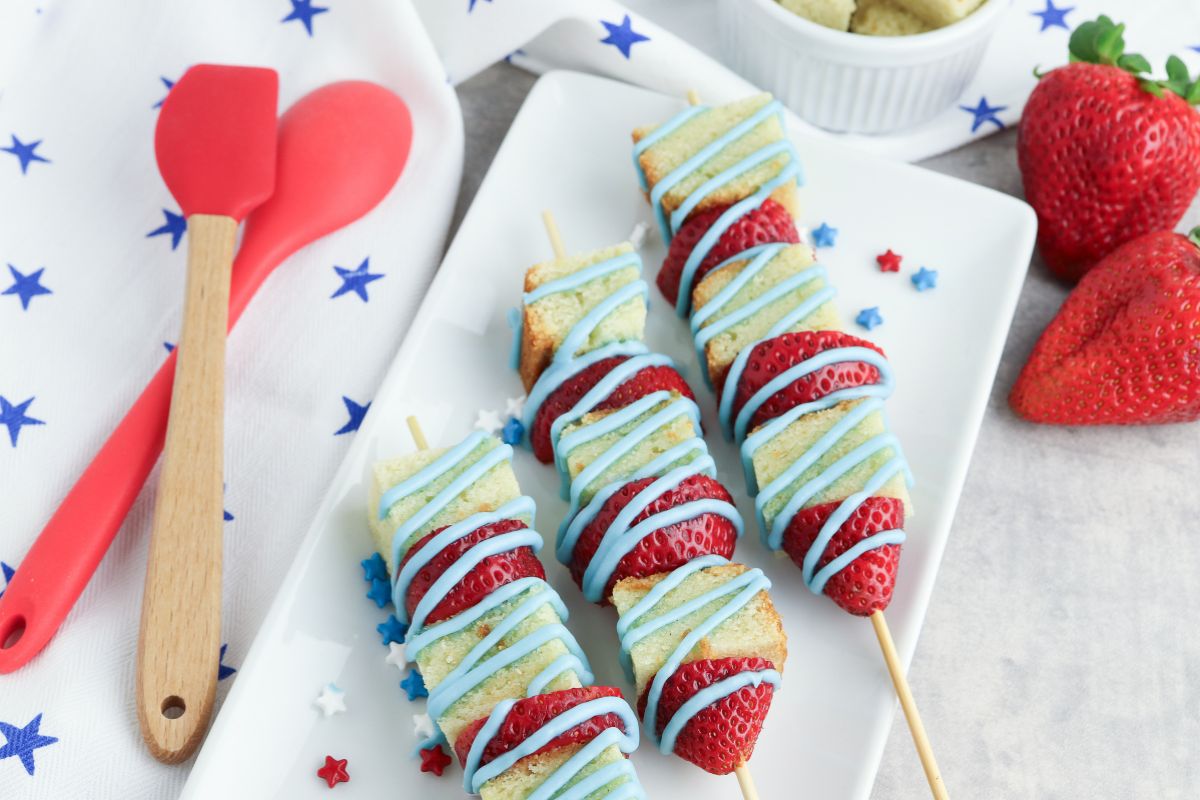 strawberry shortcake on bamboo skewers for MSN.