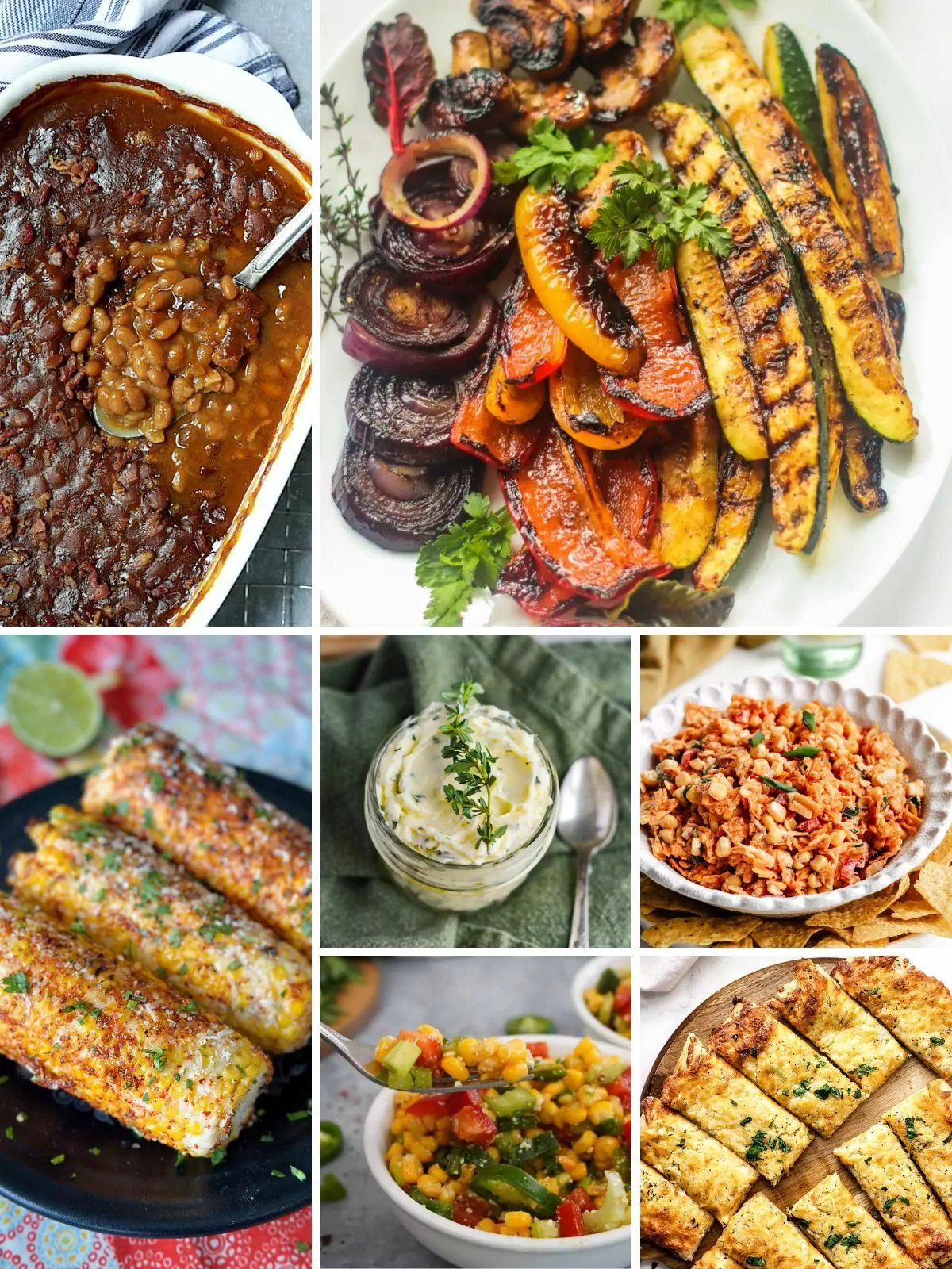 a collection of side dish recipes to serve for a barbecue.