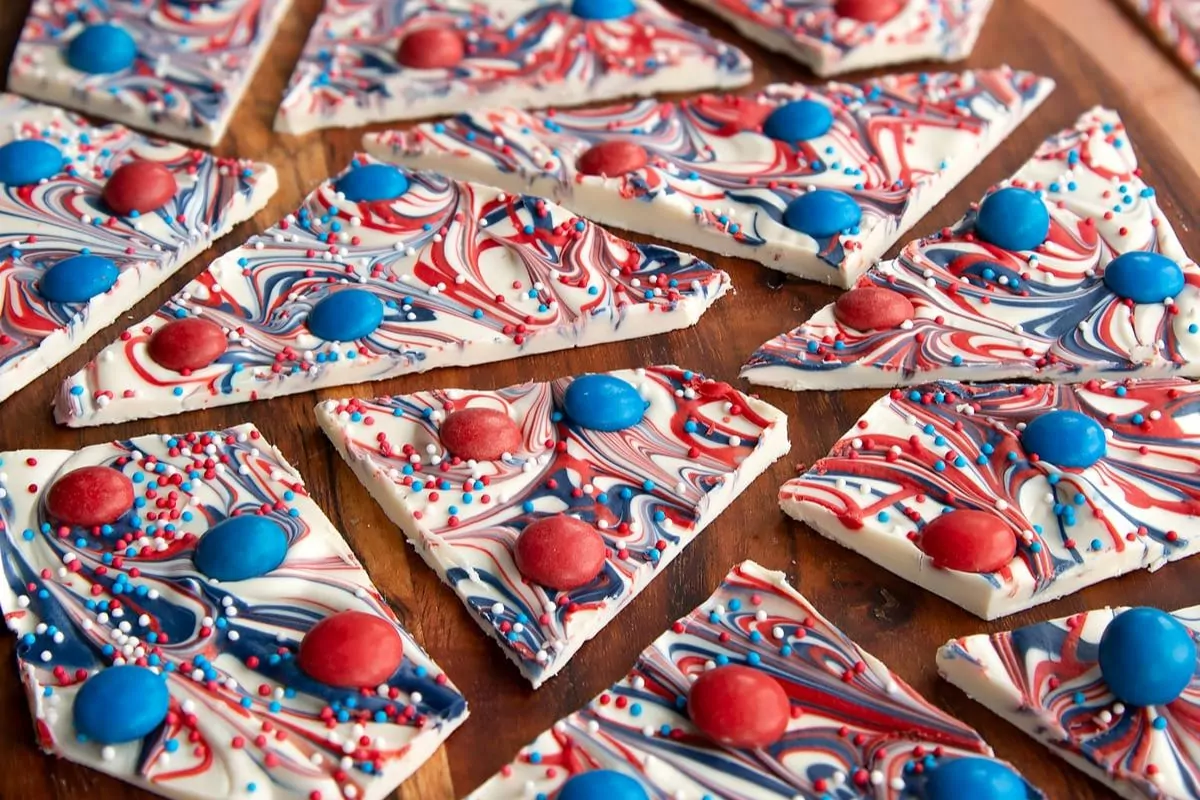 Red White Blue white chocolate Bark