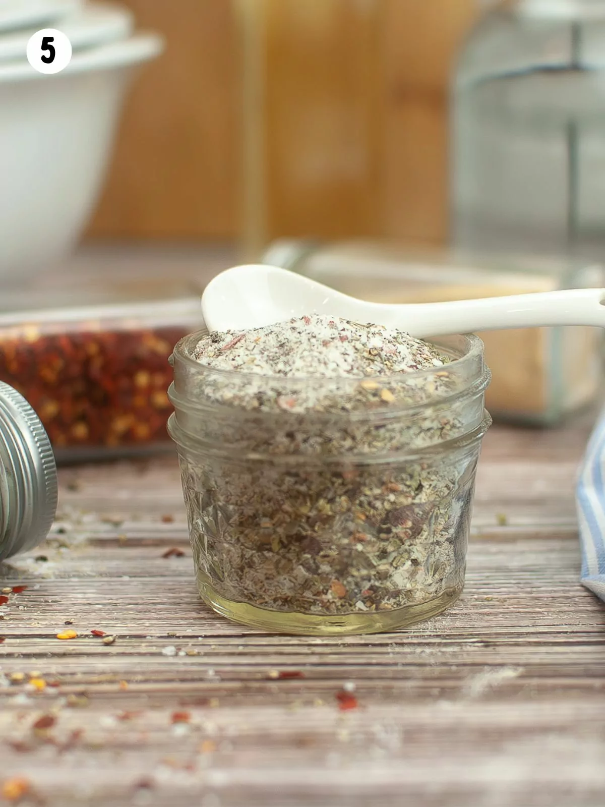 salad dressing seasoning mix in small mason jar.