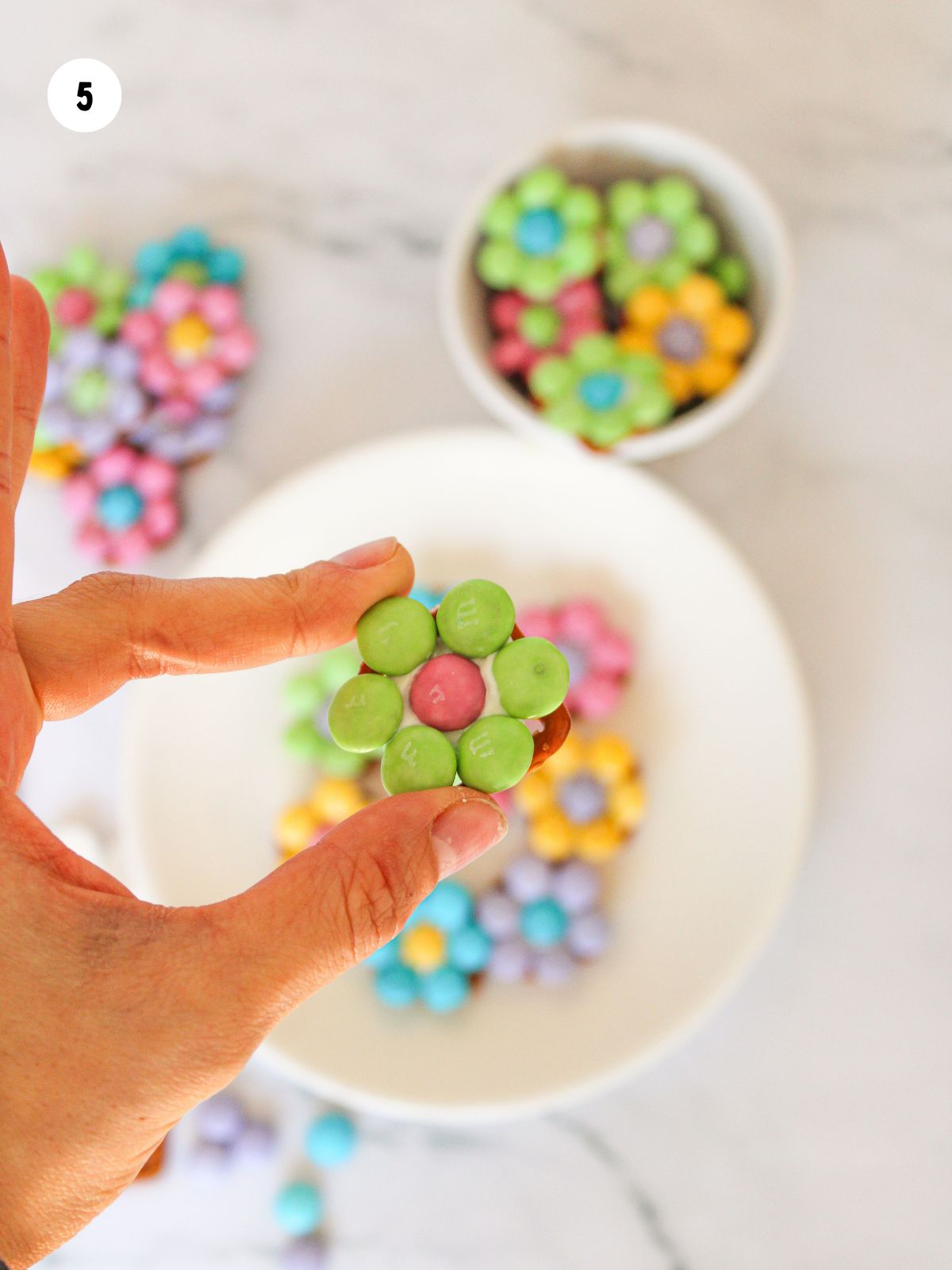 closeup of flower pretzel treat.