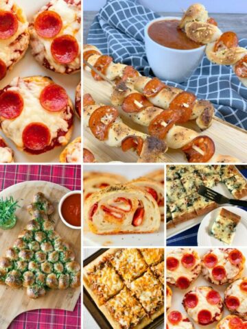 Pillsbury pizza dough transformed into pinwheels, holiday appetizers and breadsticks.