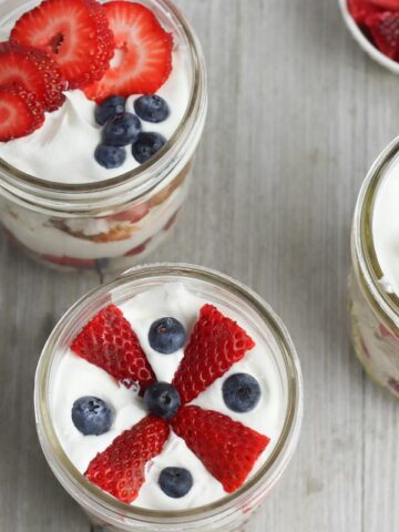 strawberry and blueberry angel food trifles in mason jars. MSN