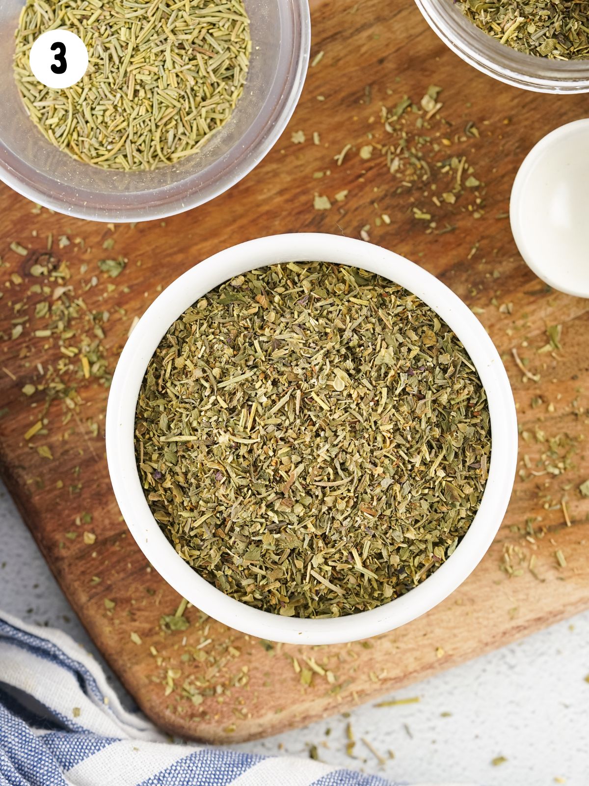 white bowl with spices.