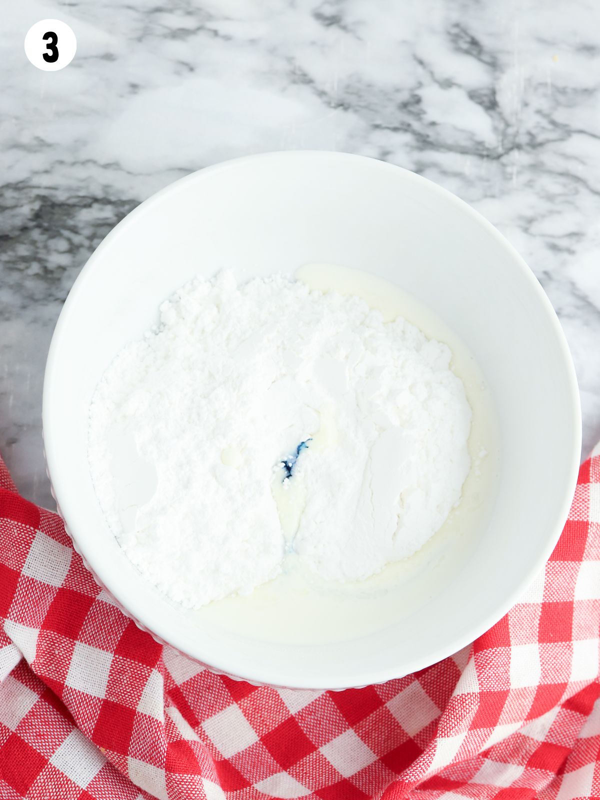 blue food coloring added to powdered sugar.