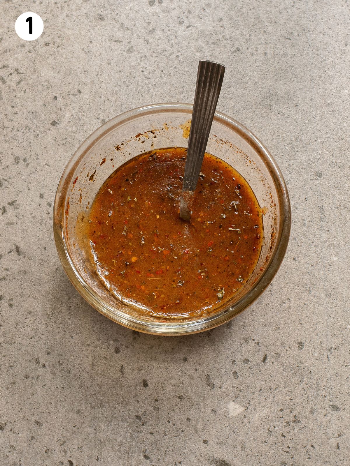honey garlic marinade in small bowl.