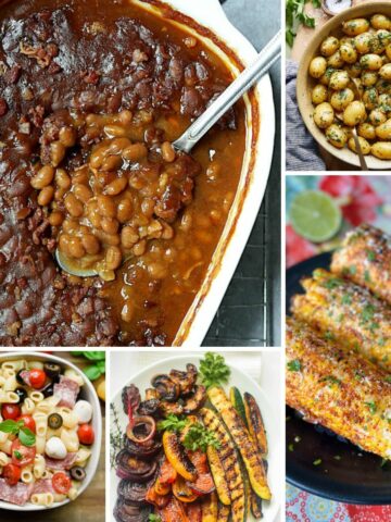 pasta salad, baked beans and grilled veggies for Memorial Day side dishes.