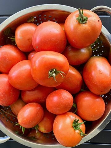 red juicy home grown tomatoes.