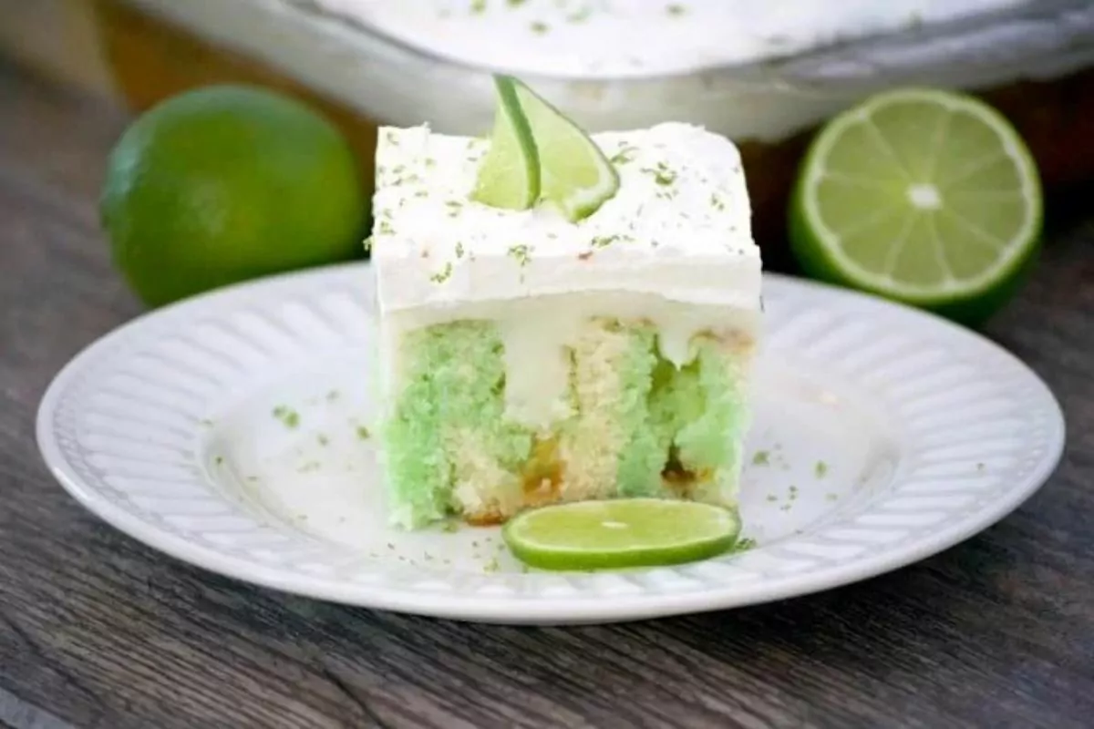 Key Lime Creme Poke Cake.